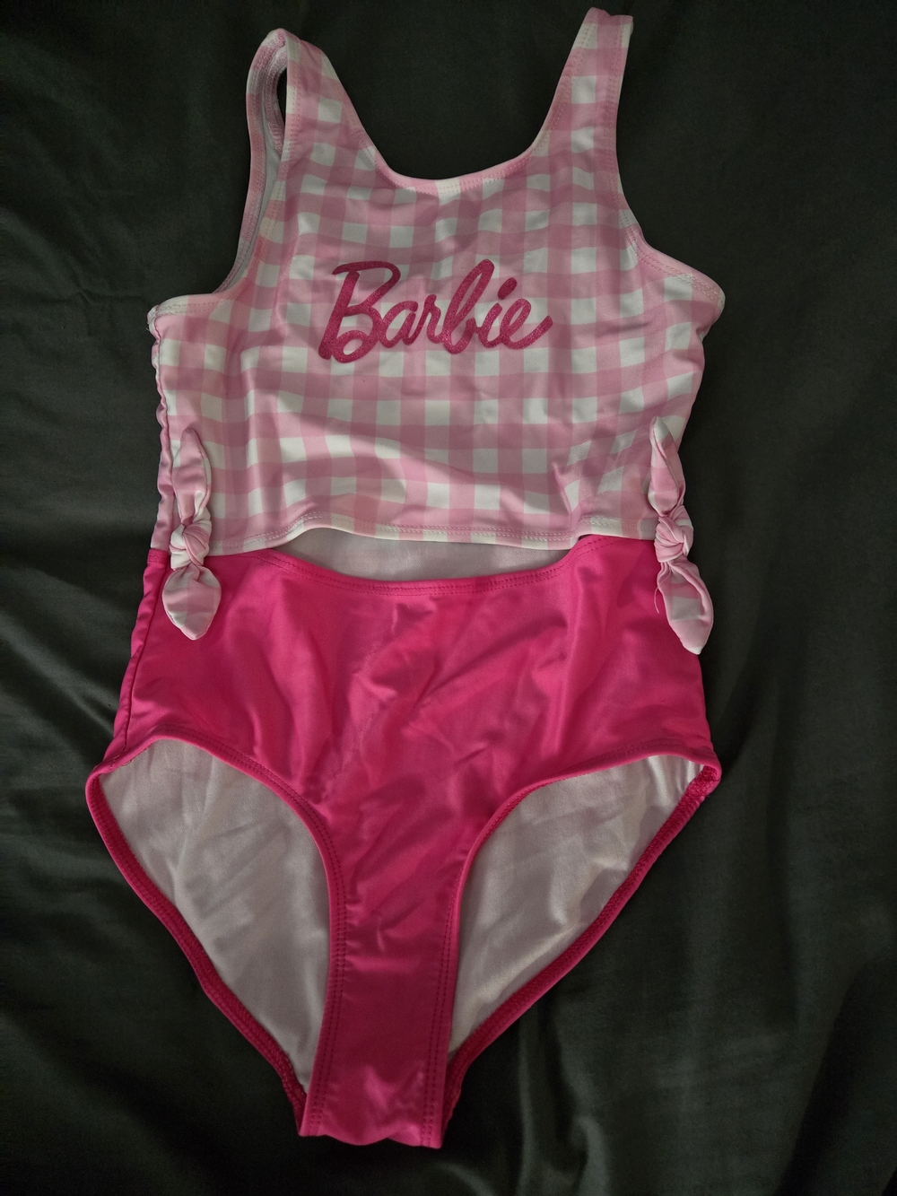 Barbie Girls' Pink Gingham One-Piece Swimsuit Size 12 #0005